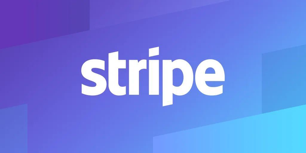 stripe company logo on blue background
